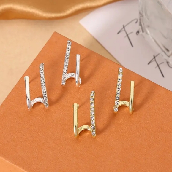 Gold Rhinestone Earrings - Picture 3 of 4